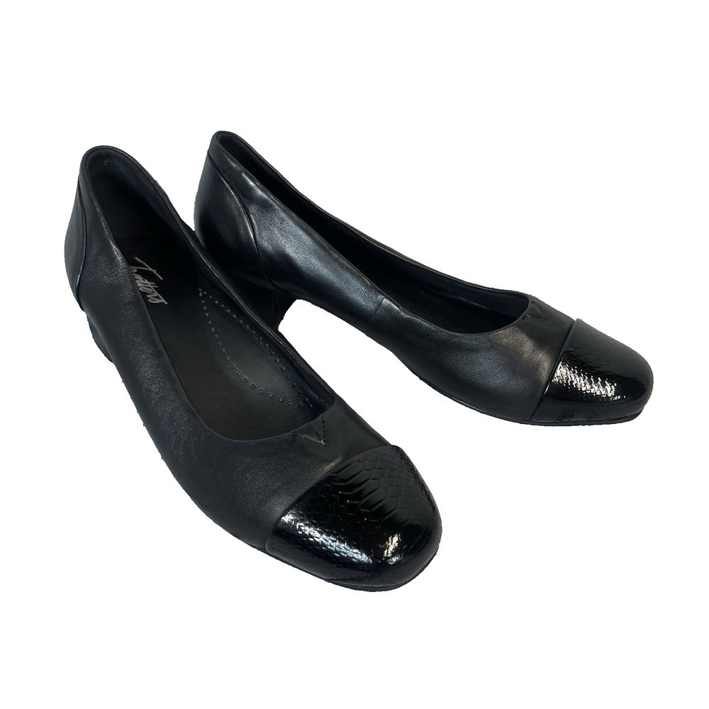 Trotters Black Leather Slip On Heels Shoes size 9.5 N Comfort Supper Career
